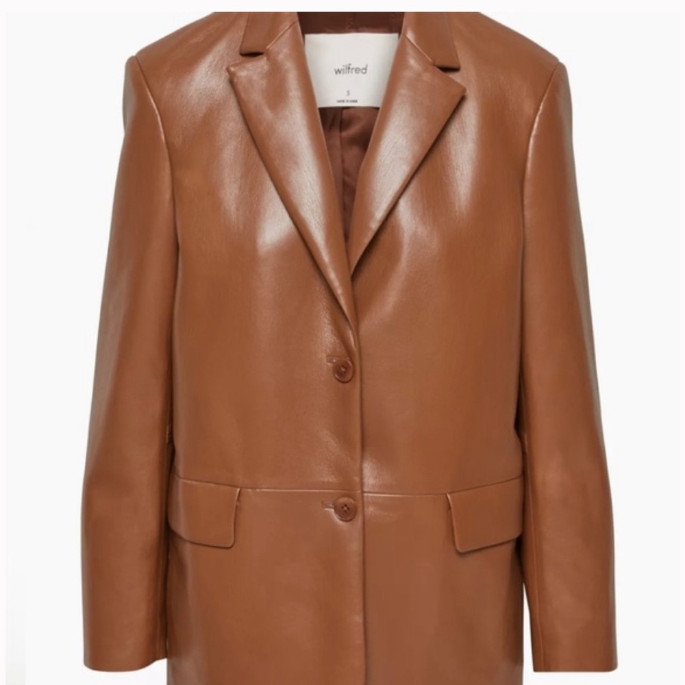 Wilfred Aritzia faux leather Blazer in cognac